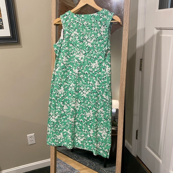 Draper James Lands End Sleeveless Bright Greenw/Navy & White Floral Cotton Dress - Picture 3 of 5